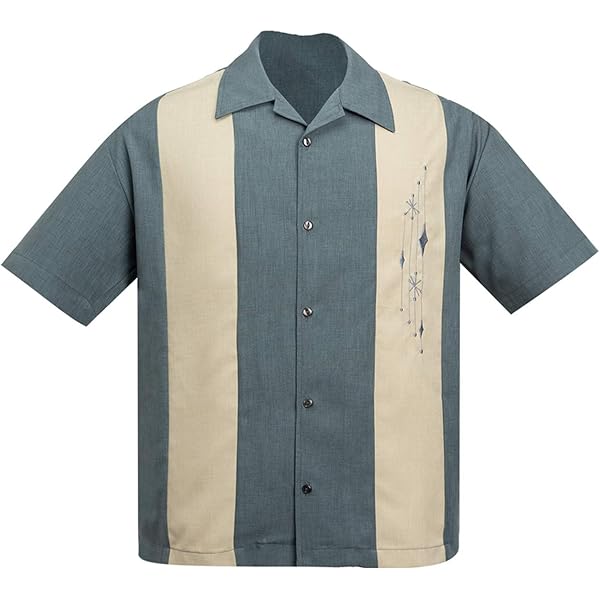 STEADY CLOTHING Mid Century Marvel Bowling Shirt Charcoal